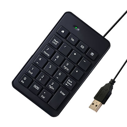 Picture of USB Numeric Keypads, 10 key usb keypad, Numpad Portable Slim Mini Number Pad Wired Keyboard for Laptop Desktop Computer PC Surface Pro Notebook Calculate ChromBook, Office Travel Home-23 Key Keypads