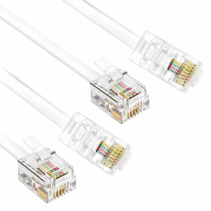 Picture of RJ45 to RJ11 Cable, 2-Pack 6 Feet Phone Jack to Ethernet Adapter RJ11 6P4C Male to RJ45 8P8C Male Connector Plug Cord for Landline Telephone