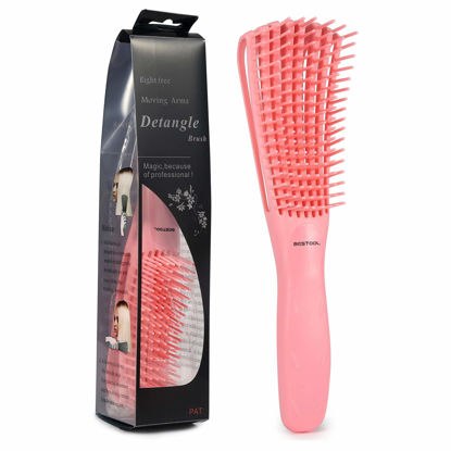 Picture of BESTOOL Detangling Brush for Natural Black Hair Curly Hair Afro 3/4abc Texture, Faster n Easier Detangle Wet or Dry Hair with No Pain (Pink)