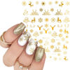 Picture of 8 Sheets Gold Snowflake Nail Art Stickers 3D Christmas Nail Art Decals Xmas Snowflakes Snowman Reindeer Santa Claus Nail Stickers for Women Girls Acrylic Nails Supplies Holiday Nail Decorations