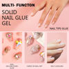 Picture of Solid Nail Glue Gel - BettyCora 3 in 1 Gel Nail Glue for Nail Tips Rhinestone Gel Glue for Nails 3D Sculpture Gel,15ML Super Strong Solid Nail Glue with Spoon, UV LED Lamp Needed