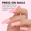 Picture of BettyCora Press on Nails, Medium Square Spring Summer Press Nails Acrylic Fake False Nails with Nail Glue Nail File 12 Sizes 24 Pcs Full Cover Nail Tips, Matte Barbie Pink