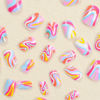 Picture of 24Pcs Short Press on Nails Square Fake Nails Colorful Stripes False Nails with Design Full Cover Acrylic Nails Glossy Glue on Nails Rainbow Artificial Nails for Women Girls Manicure Decorations