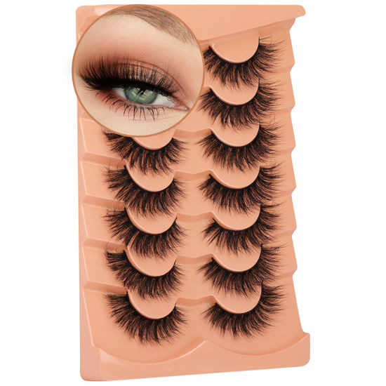 Picture of Lashes Mink False Eyelashes Cat Eye Lashes Natural Look Wispy Mink Lashes 14mm Fluffy Eyelashes 3D Natural Fake Eyelashes by Winifred