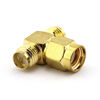 Picture of DGZZI 2-Pack T Type RF Coaxial Adapter 3 Way SMA Coax Jack Connector RP SMA Male to 2 RP SMA Female