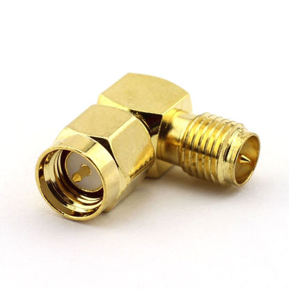 Picture of DGZZI 2-Pack RF Coaxial Right Angle Adapter SMA Coax Jack Connector SMA Male to RP SMA Female
