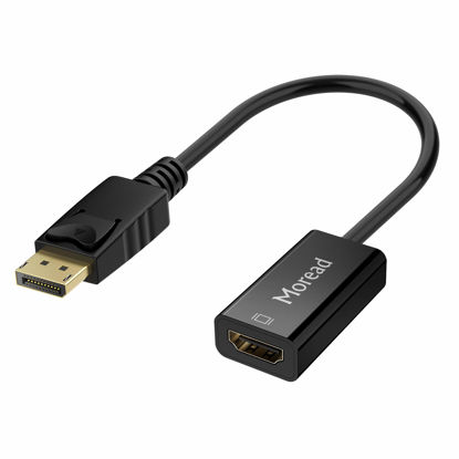 Picture of Moread DisplayPort (DP) to HDMI Adapter, Gold-Plated Uni-Directional Display Port PC to HDMI Screen Converter (Male to Female) Compatible with HP, Dell, Lenovo, NVIDIA, AMD & More, Passive, Black