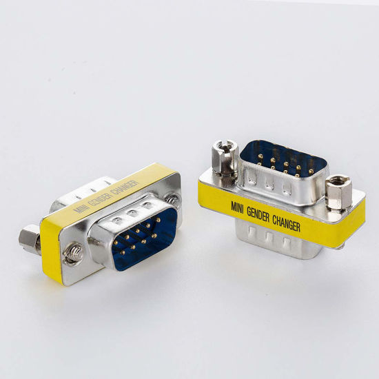 Picture of Arnorin DB9 Gender Changer Serial RS232 Male to Male Mini Adapter/Coupler Pack of 2