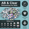 Picture of 1.5-6mm Round AB and Clear Rhinestones for Nails and Iridescent Colorful Pixie Caviar Beads for Nail Art, Sugar Tiny Dust Glass Crystal Gems Charm Stone and Mini Ball with Picking Tray and Tweezer