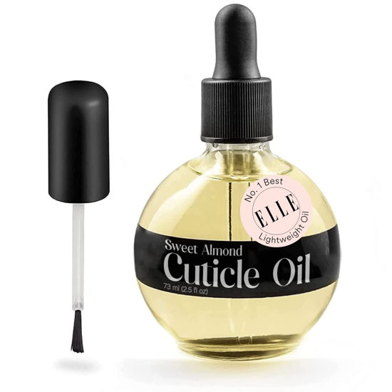 Picture of C CARE Sweet Almond Cuticle Oil - Extra Large 2.5 oz bottle - Moisturizes and Strengthens Nails and Cuticles - Dropper & Brush included