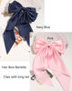 Picture of Large Satin Bow Barrette Hair Clips Long Ribbon Bow Clip Suit for Thick Thin Hair Big Hair Bow Women Girls Cute Accessories 90's 2pcs (Navy & Pink)