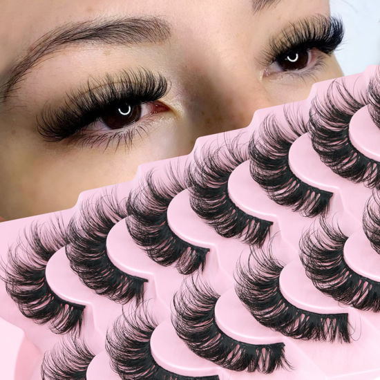 Picture of Fluffy Wispy False Eyelashes 15mm Natural Eyelashes Look Lashes that Look Like Extensions 3D Strips Lashes by Focipeysa