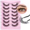 Picture of 3D False Eyelashes Natural Look Lashes Cat Eye Lashes with Clear Band Fluffy Wispy Faux Mink Eyelashes 16mm Strip Lashes by Focipeysa