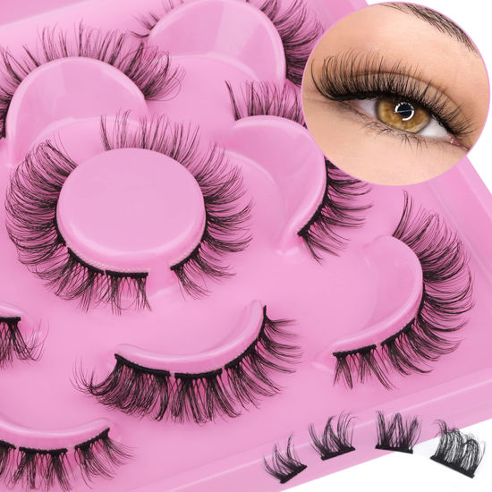 Picture of Focipeysa Cluster Lashes Natural Look 3D Individual Lashes Extensions Wispy False Lashes that Look Like Extensions Lashes Clusters Multipack by Focipeysa