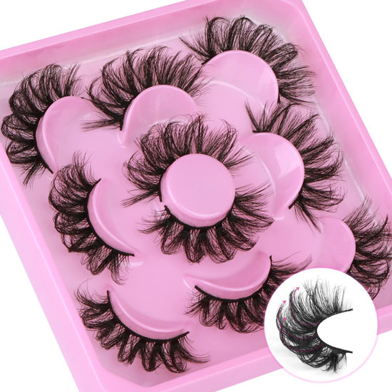 Picture of Dramatic Eyelashes Fluffy Mink Lashes Thick Long 8D Volume False Eye Lashes Bulk 20mm Wispy D Curl Strip Fake Eyelashes Pack by Focipeysa Eyelashes