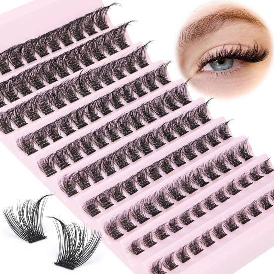 Picture of Lash Clusters 120pcs Cluster Lashes 8-16mm Wispy Individual Lashes Extensions Natural Look Lashes D Curl Fluffy Cluster Lashes DIY Eyelash Extension by Focipeysa