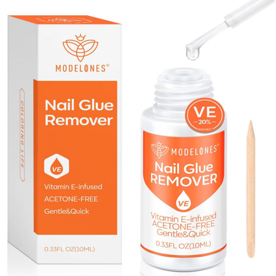 Modelones Nail Glue Remover for Press on Nails Tips Remover Glue Off for  False Nails Non-Acetone Nail Polish Remover, Enriched with Vitamin E Non  Dry