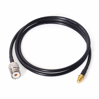 Picture of Bingfu Ham Radio Antenna Adapter SMA Female to UHF SO239 Female RG58 Coaxial Jumper Cable 1m 3 feet for Handheld Ham Two Way Radio Walkie Talkie Kenwood Wouxun Baofeng BF-F8HP UV-5R UV-82 BF-888S GT-3