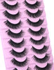 Picture of wiwoseo Russian Strip Lashes Extension Strip Hybrid Eyelashes Thick Volume Natural False Eyelashes Fluffy Mink Lashes Wispy Fiber Russian Strip lashes D Curl 10 Pairs Pack