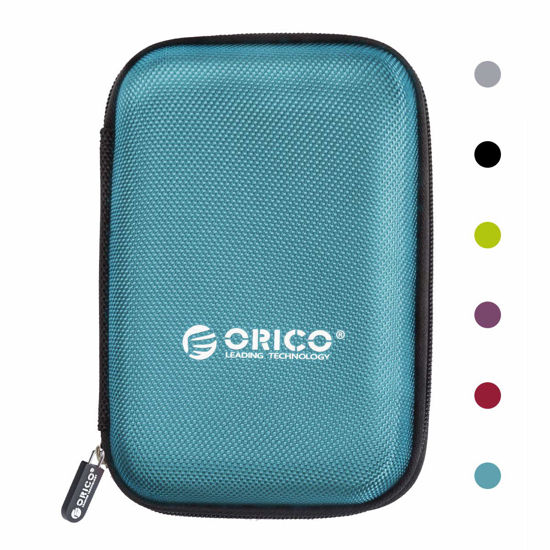 Picture of ORICO Hard Drive Case 2.5 inch External Drive Storage Carrying Bag Waterproof Shockproof with Inner Size 5.5x3.5x1.0inch for Organizing HDD and Electronic Accessories, Blue(PHD-25)