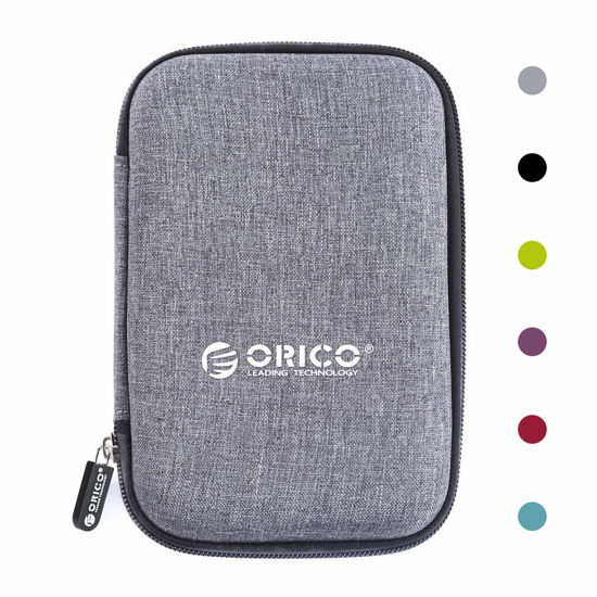 Picture of ORICO Hard Drive Case 2.5 inch External Drive Storage Carrying Bag Waterproof Shockproof with Inner Size 5.5x3.5x1.0inch for Organizing HDD and Electronic Accessories,Grey(PHD-25)