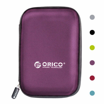 Picture of ORICO Hard Drive Case 2.5 inch External Drive Storage Carrying Bag Waterproof Shockproof with Inner Size 5.5x3.5x1.0inch for Organizing HDD and Electronic Accessories, Purple(PHD-25)