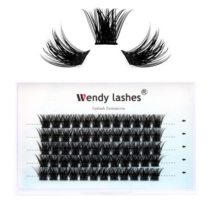 Picture of Individual Lash Clusters Volume Lashes DIY Eyelash Extension Natural Curl Glue Bonded Soft Lash Extensions by WENDY LASHES (0.07-D-14mm)