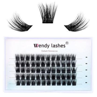 Picture of Individual Lash Clusters Volume Lashes DIY Eyelash Extension Natural Curl Glue Bonded Soft Lash Extensions by WENDY LASHES (0.07-D-15mm)