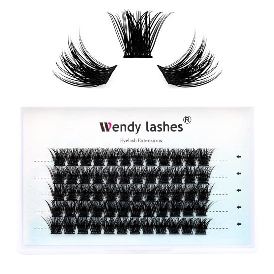 Picture of Individual Lash Clusters Volume Lashes DIY Eyelash Extension Natural Curl Glue Bonded Soft Lash Extensions by WENDY LASHES (0.07-D-13mm)