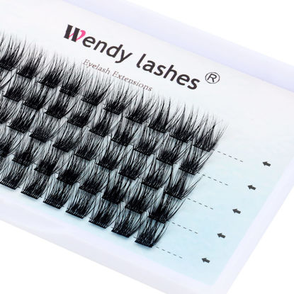 Picture of Individual Lash Clusters Volume Lashes DIY Eyelash Extension Natural Curl Glue Bonded Soft Lash Extensions by WENDY LASHES (0.07-D-14mm)