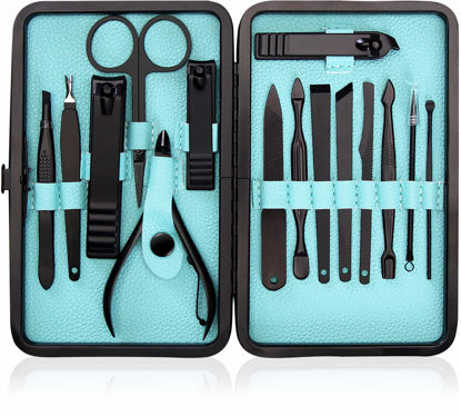 Picture of Utopia Care 15 Pieces Manicure Set - Stainless Steel Manicure Nail Clippers Pedicure Kit - Professional Pedicure Tools for Feet, Grooming Kits, with Luxurious Travel Case (Black)