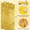 Picture of Voircoloria 3 Pack 3.3x8.2 Feet Gold Foil Fringe Backdrop Curtains, Tinsel Streamers Birthday Party Decorations, Fringe Backdrop for Graduation, Baby Shower, Gender Reveal, Disco Party