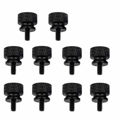 Picture of YATENG 10-pcs Anodized Aluminum Computer Case Thumbscrews (6-32 Thread) for Computer Cover / Power Supply / PCI Slots / Hard Drives DIY Personality Modification & beautification (Black)