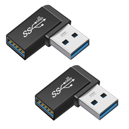 Picture of XCZZYB 90 Degree Right Angle USB 3.0 Male to Female Expansion Adapter for Connecting Mobile Hard Disk, U Disk, Wireless Network Card, Camera, Mouse, Keyboard, etc. - Black 2pack