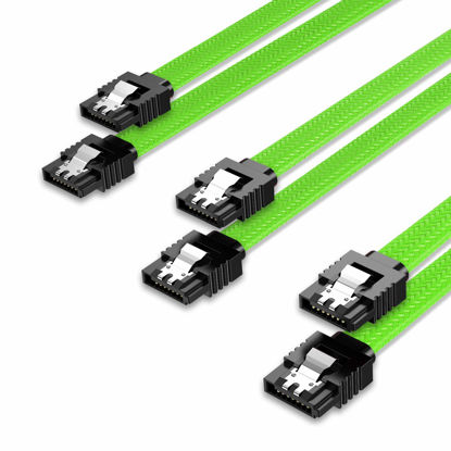 Picture of QIVYNSRY 3PACK SATA Cable III 3 Pack 6Gbps Straight HDD SDD Data Cable with Locking Latch 50cm 18 Inch for SATA HDD, SSD, CD Driver, CD Writer, Green