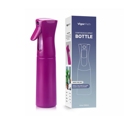 Picture of VIGOR PATH Continuous Spray Bottle with Ultra Fine Mist - Versatile Water Sprayer for Hair, Home Cleaning, Salons, Plants, Aromatherapy, and More - Hair Spray Bottle - 300ml/10.1oz (Light Purple)