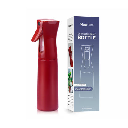 Picture of VIGOR PATH Continuous Spray Bottle with Ultra Fine Mist - Versatile Water Sprayer for Hair, Home Cleaning, Salons, Plants, Aromatherapy, and More - Hair Spray Bottle - 300ml/10.1oz (Red)