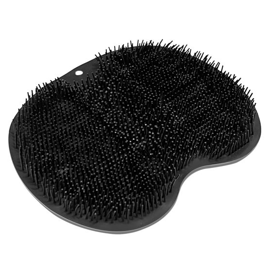 Picture of Shower Foot Scrubber Mat Back Washer Back Exfoliating Bath Wash Pad Wall Mounted Slip Suction Cups Foot Scrubber for Use in Shower Cups Foot Cleaner for Men and Women (Black)