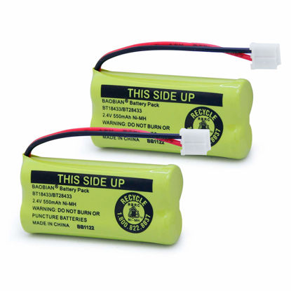 Picture of BAOBIAN 2.4V Rechargeable Cordless Phone Batteries Compatible with for AT&T/Lucent BT-18433 BT-184342 BT-28433 BT-284342 BT-6010 BT-8000 BT-8001 BT-8300 Empire CPH-515D CPH515D(Pack of 2)