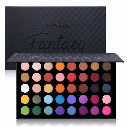 Picture of Highly Pigmented Eye Makeup Palette, Matte Shimmer Metallic Eyeshadow Pallet Long Lasting Blendable Natural Colors Make Up Eye Shadows Cosmetics Gift Kit