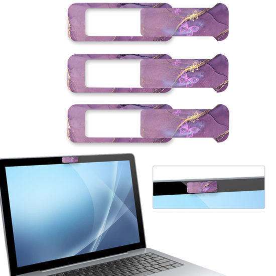 Picture of Webcam Cover, 3 Pieces, Laptop Camera Cover, Privacy Shielding Capacity is Twice as Big as The Traditional, Suitable for Computer Mobile Phones, laptops, Tablets and so on (Purple Marble)