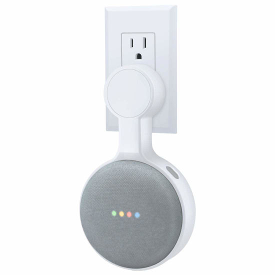 Picture of AMORTEK Outlet Wall Mount Holder for Google Nest Mini (Home Mini 2nd Gen and 1st Gen), A Space-Saving Accessories for Google Nest Mini Voice Assistant 2nd Generation (White)