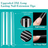 Picture of LIONVISON 3XL Clear NO C Curve Nail Tips for Acrylic Nails Professional, 240PCS Extra Long Tapered Square Nail Tips, 12 Sizes Straight Press On Gel Nail Tips for Nail Salons Home DIY