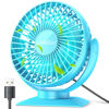 Picture of LiangJJ 6.5-Inch Small Desk Fan, 3 Speeds Mini Fan Super Quiet, 720° Adjustment USB Powered Portable Personal Table Desktop Fan, Electric Plug in Cooling Fan for Home Office Travel, Blue