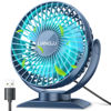 Picture of LiangJJ 6.5-Inch Small Desk Fan, 3 Speeds Mini Fan Super Quiet, 720° Adjustment USB Powered Portable Personal Table Desktop Fan, Electric Plug in Cooling Fan for Home Office Travel, Navyblue