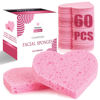 Picture of 60-Count Compressed Facial Sponges, 100% Natural Cosmetic Spa Sponges for Facial Cleansing, Exfoliating Mask (Pink Heart)