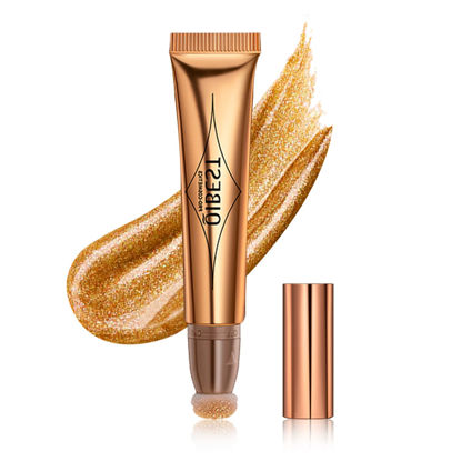 Picture of Paminify Liquid Highlighter Beauty Wand, Highlight Bronzer Stick with Cushion Applicator,Smooth Shimmer Finish,Lightweight Super Silky Cream Face Illuminator Makeup Stick,Cruelty-free,06 Champagne Gold