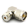 Picture of Maxmoral RF Coaxial Coax Adapter, UHF Male to Female Right Angle Adapter PL259 to SO239 90 Degree Jack Connector