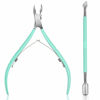 Picture of Ejiubas Cuticle Trimmer with Cuticle Pusher Cuticle Nipper Professional Grade Stainless Steel Cuticle Remover Cutter Clipper Durable Pedicure Manicure Tools (Green)