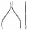 Picture of Cuticle Trimmer with Cuticle Pusher - Ejiubas Cuticle Remover Cuticle Nipper Professional Stainless Steel Cuticle Cutter Clipper Durable Pedicure Manicure Tools for Fingernails and Toenails Gray